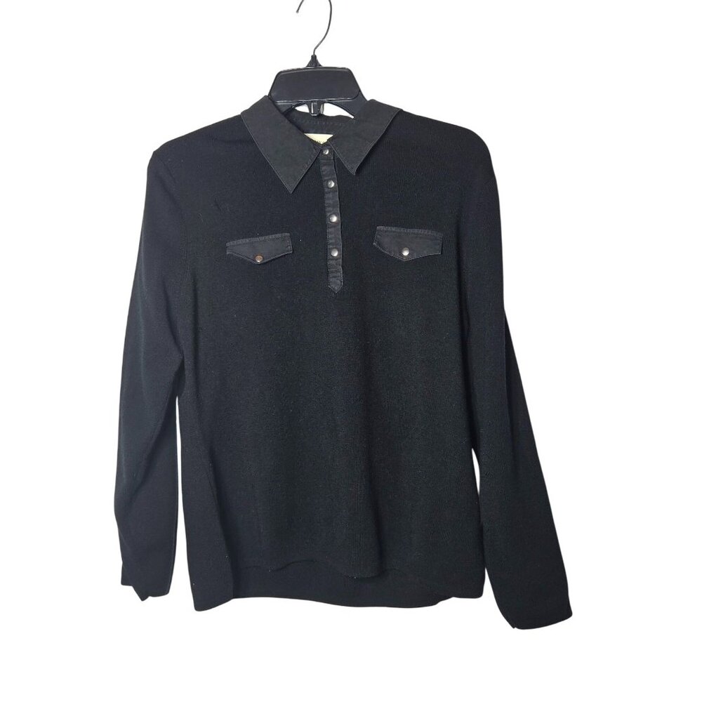 Fairway & Greene Mens Black Wool Blend Collared‎ Sweater Size XL Golf Preppy
